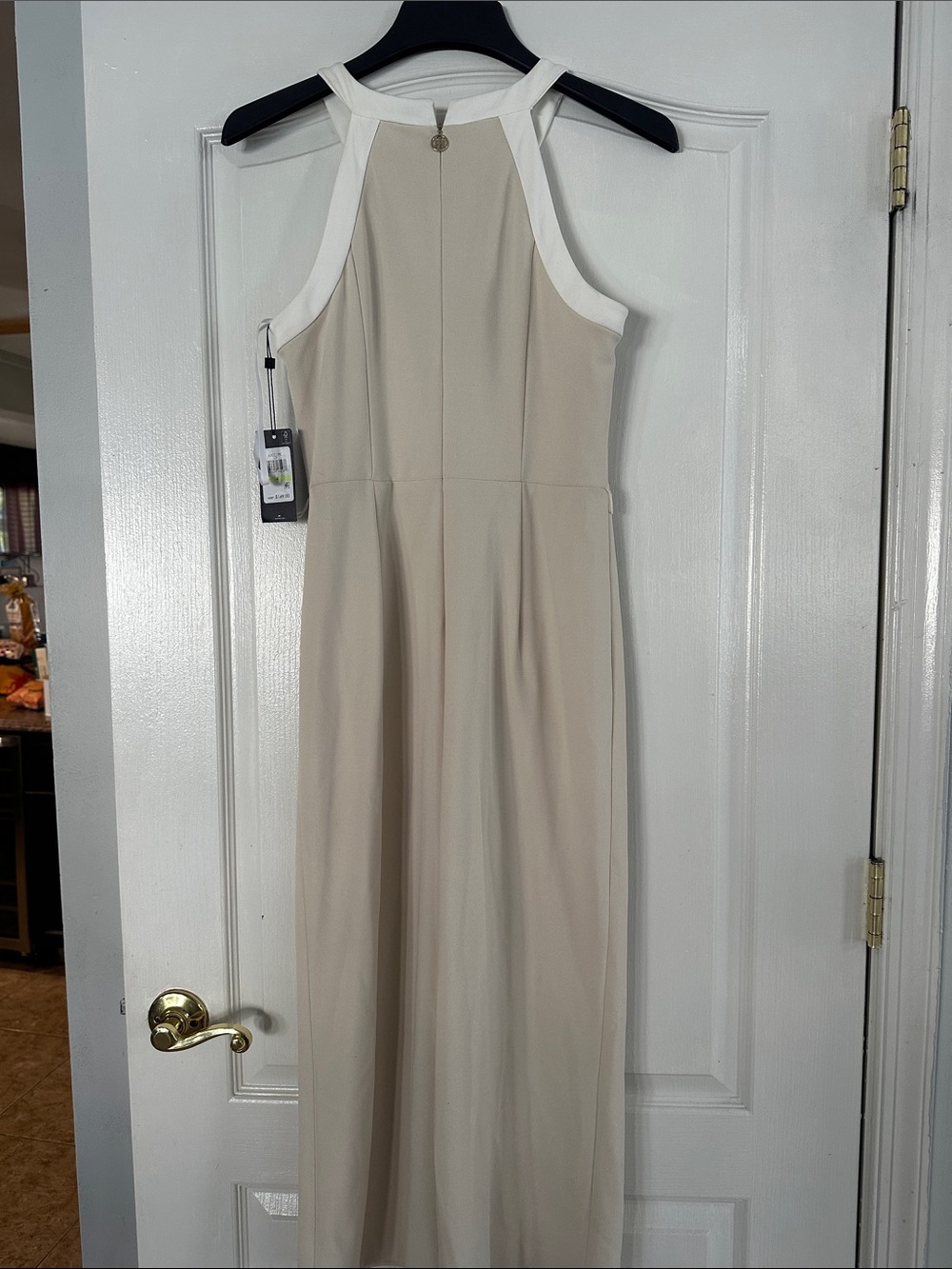 Tommy Hilfiger Neutral Beige Jumpsuit with White Trim and gold TH zipper - Picture 4 of 6